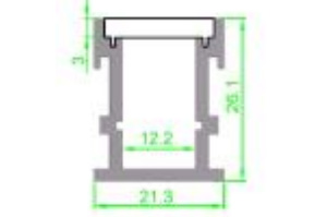 (image for) Waterproof LED Floor Channel Aluminum LED Profile(WxH):12.2 mm x 20.1 mm 1 meter (39.4inch) Diffuser 3mm thickness
